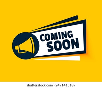 trendy coming soon web release background with megaphone design vector