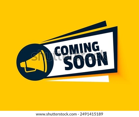 trendy coming soon web release background with megaphone design vector