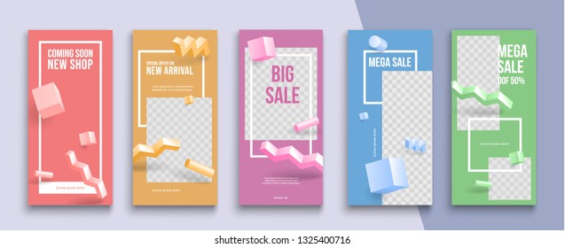 Trendy Commercial editable Instagram Stories template. Design for sale social media.