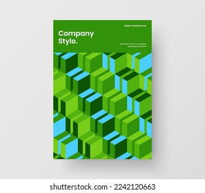 Trendy company cover A4 vector design concept. Vivid geometric tiles annual report template.