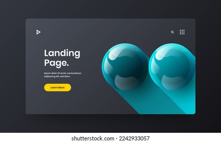 Trendy company cover design vector illustration. Bright 3D balls front page concept.
