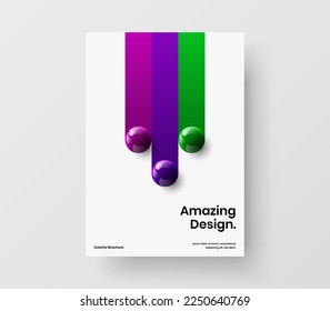 Trendy company cover vector design illustration. Original realistic spheres handbill layout.