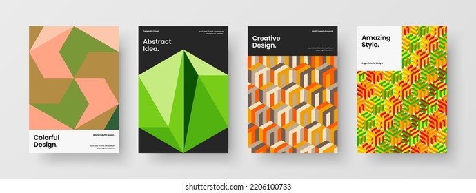 Conjunto de ilustraciones de diseño vectorial A4 de identidad de empresa de moda. Conjunto de plantillas de volante de formas de mosaico creativo.