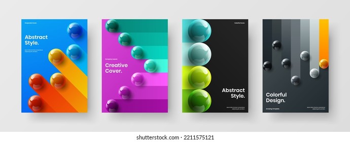 Trendy company identity design vector concept collection. Clean realistic balls annual report template set.