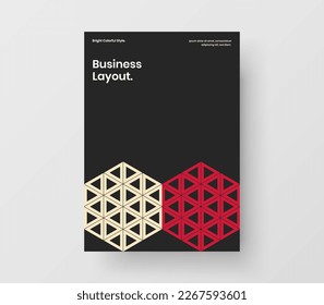 Trendy company identity design vector layout. Multicolored geometric pattern annual report template.