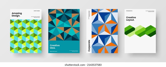 Trendy Firma Identität Vektordesign-Komposition. Farbige Mosaik-Hexagons-Präsentations-Layout-Kollektion.