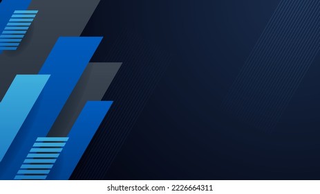 Trendy composition of blue technical shapes on black background. Dark metallic perforated texture design. Technology illustration. Vector header banner