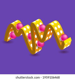 Trendy composition. Shiny pink 3D spheres and Volumetric object on the dark background. Levitation shapes in space. Vector EPS10