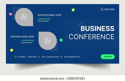 Trendy conference web banner template for social media posts, business webinar banner design, vector eps 10 file format