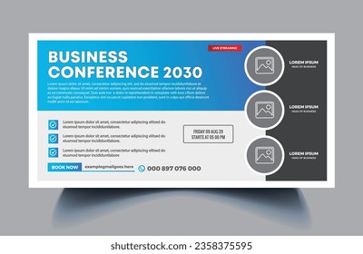 Trendy conference web banner template for social media posts, business webinar banner design, vector eps 10 file format