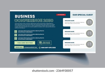 Trendy conference web banner template for social media posts, business webinar banner design, vector eps 10 file format