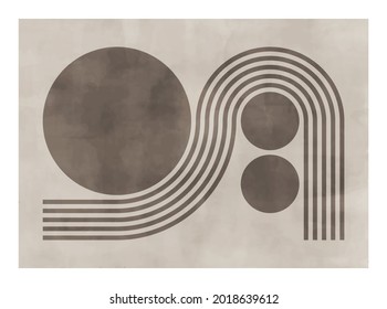 Trendy contemporary abstract creative geometric minimalist artistic watercolor horizontal composition. Vector design for wall decoration, decor, print, poster, wallpaper, postcard, brochure cover.