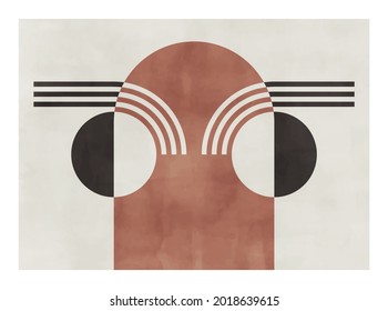 Trendy contemporary abstract creative geometric minimalist artistic watercolor horizontal composition. Vector design for wall decoration, decor, print, poster, wallpaper, postcard, brochure cover.
