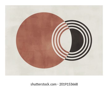 Trendy contemporary abstract creative geometric minimalist artistic watercolor horizontal composition. Vector design for wall decoration, decor, print, poster, wallpaper, postcard, brochure cover.
