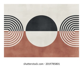 Trendy contemporary abstract creative geometric minimalist artistic watercolor horizontal composition. Vector design for wall decoration, decor, print, poster, wallpaper, postcard, brochure cover.