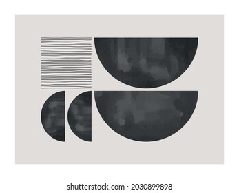Trendy contemporary abstract creative minimalist hand painted composition for wall decoration, postcard or brochure cover design in vintage style art. EPS10 vector.