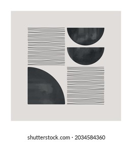 Trendy contemporary abstract creative minimalist hand painted composition for wall decoration, postcard or brochure cover design in vintage style art. EPS10 vector.