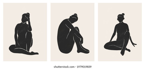 Trendy contemporary abstract matisse geometric woman composition