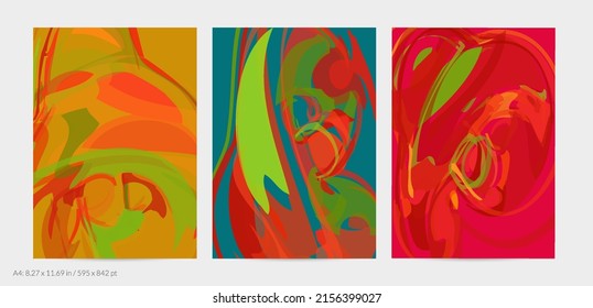 Trendy contemporary abstract watery shapes. Light natural pastel colors. Harmony and relaxation design. Mid century wall art. Smooth lines random opacity overlapping texture creates watercolor effect