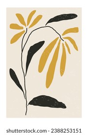 Trendy contemporary collage botanical minimalist wall art poster