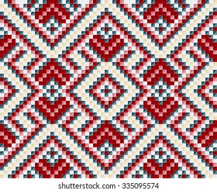 Trendy, contemporary ethnic seamless pattern, embroidery cross, squares, diamonds, chevrons, stylized snake skin