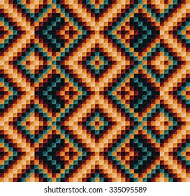 Trendy, contemporary ethnic seamless pattern, embroidery cross, squares, diamonds, chevrons, stylized snake skin