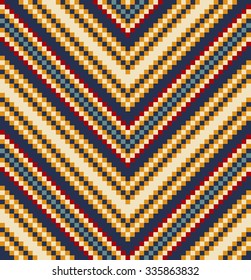 Trendy, contemporary ethnic seamless pattern, embroidery cross, squares, diamonds, stripe.