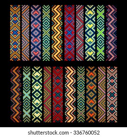 Trendy, contemporary ethnic seamless pattern, embroidery cross, ikat, squares, diamonds, stripe. Tribal,ethnic pattern,background with geometric elements.