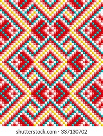 Trendy, contemporary ethnic seamless pattern, embroidery cross, squares, diamonds, chevrons, stylized snake skin