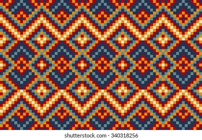 Trendy, contemporary ethnic seamless pattern, embroidery cross, squares, diamonds, chevrons.