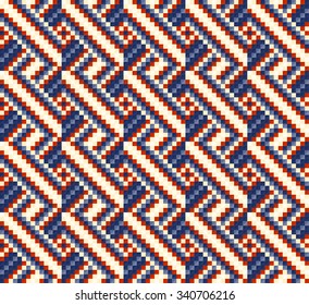 Trendy, contemporary ethnic seamless pattern, embroidery cross, squares, diamonds, chevrons, stylized snake skin