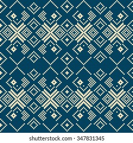 Trendy, contemporary ethnic seamless pattern, embroidery cross, squares, diamonds, chevrons.