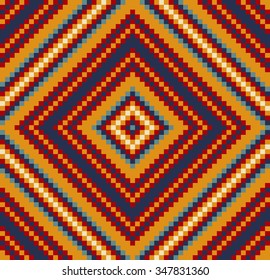Trendy, contemporary ethnic seamless pattern, embroidery cross, squares, diamonds, chevrons.