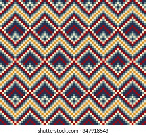 Trendy, contemporary ethnic seamless pattern, embroidery cross, squares, diamonds, chevrons, stylized snake skin