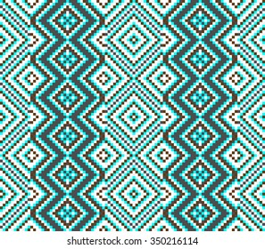 Trendy, contemporary ethnic seamless pattern, embroidery cross, squares, diamonds, chevrons.