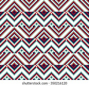 Trendy, contemporary ethnic seamless pattern, embroidery cross, squares, diamonds, chevrons.