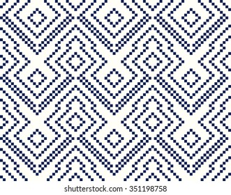 Trendy, contemporary ethnic seamless pattern, embroidery cross, squares, diamonds, chevrons.