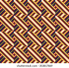 Trendy, contemporary ethnic seamless pattern, embroidery cross, squares, diamonds, chevrons