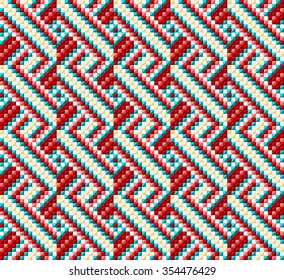 Trendy, contemporary ethnic seamless pattern, embroidery cross, squares, diamonds, chevrons, stylized snake skin