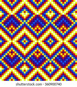 Trendy, contemporary ethnic seamless pattern, embroidery cross, squares, diamonds, chevrons, stylized snake skin