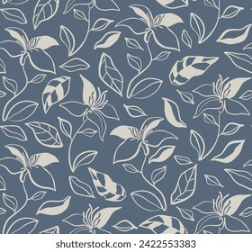 Trendy contemporary floral seamless pattern. flower pattern. leaves pattern, abstract pattern. 