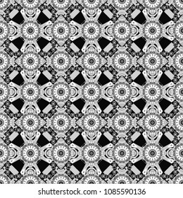 Trendy contemporary graphics. Repeating geometric white, gray and black tiles. Modern stylish texture. Vector seamless pattern.