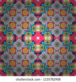 Trendy contemporary graphics. Repeating geometric gray, pink and blue tiles. Modern stylish texture. Vector seamless pattern.