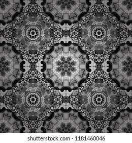 Trendy contemporary graphics. Repeating geometric black, white and gray tiles. Vector seamless pattern. Modern stylish texture.
