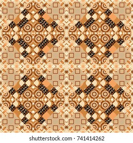 Trendy contemporary graphics. Repeating geometric beige, orange and yellow tiles. Modern stylish texture. Vector seamless pattern.