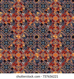 Trendy contemporary graphics. Vector seamless pattern. Repeating geometric pink, orange and gray tiles. Modern stylish texture.