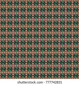 Trendy contemporary graphics. Vector seamless pattern. Repeating geometric black, beige and green tiles. Modern stylish texture.