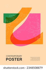 Trendy contemporary poster, risograph aesthetics, riso print effect