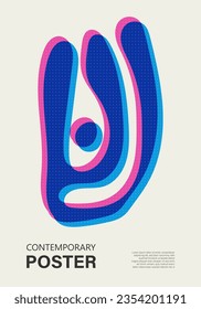 Trendy contemporary poster, risograph aesthetics, riso print effect