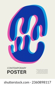 Trendy contemporary poster, risograph aesthetics, riso print effect